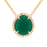 0.13ct Diamond & 1.95ct Green Agate 14k Yellow Gold Pendant